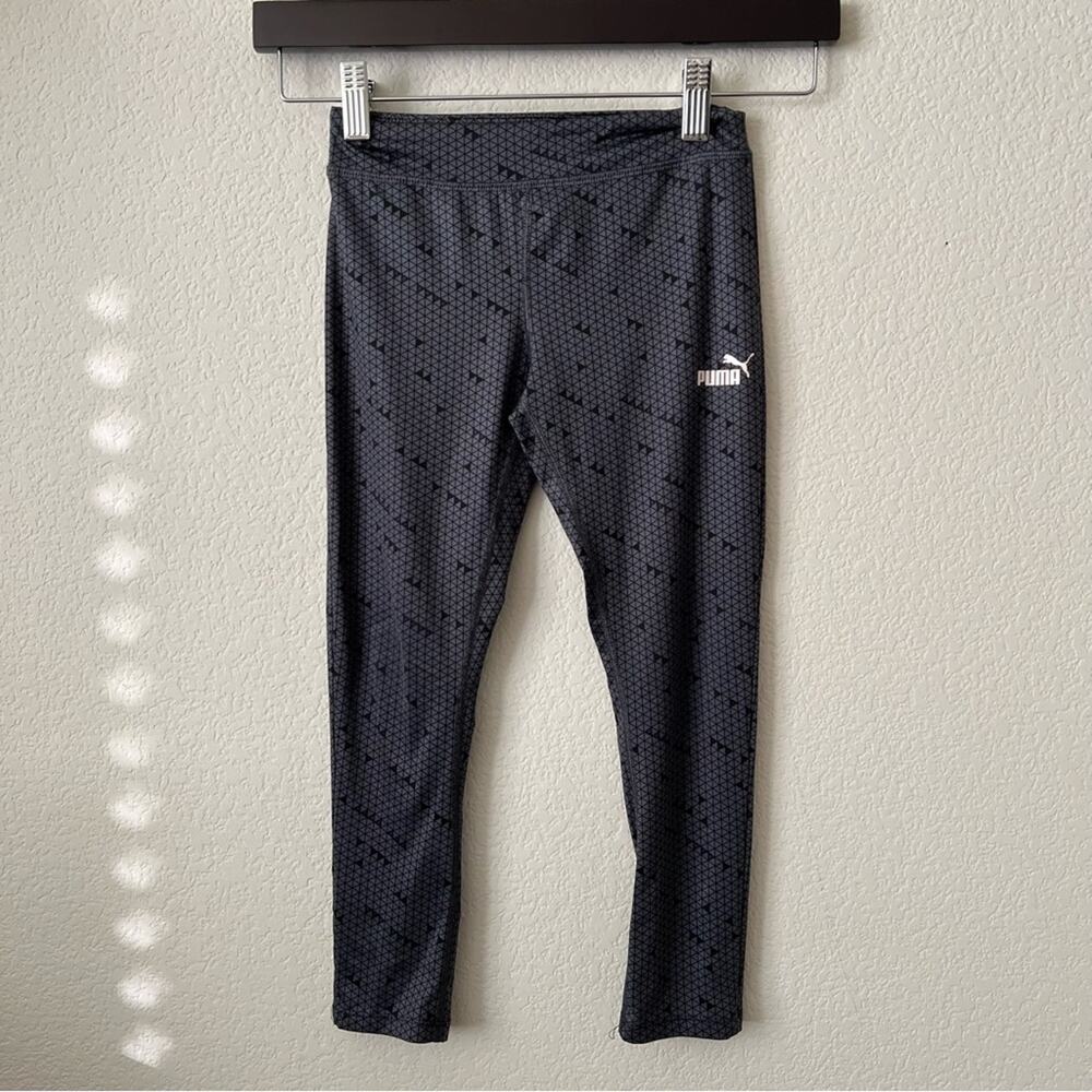 Puma gray black geometric triangle print active pants